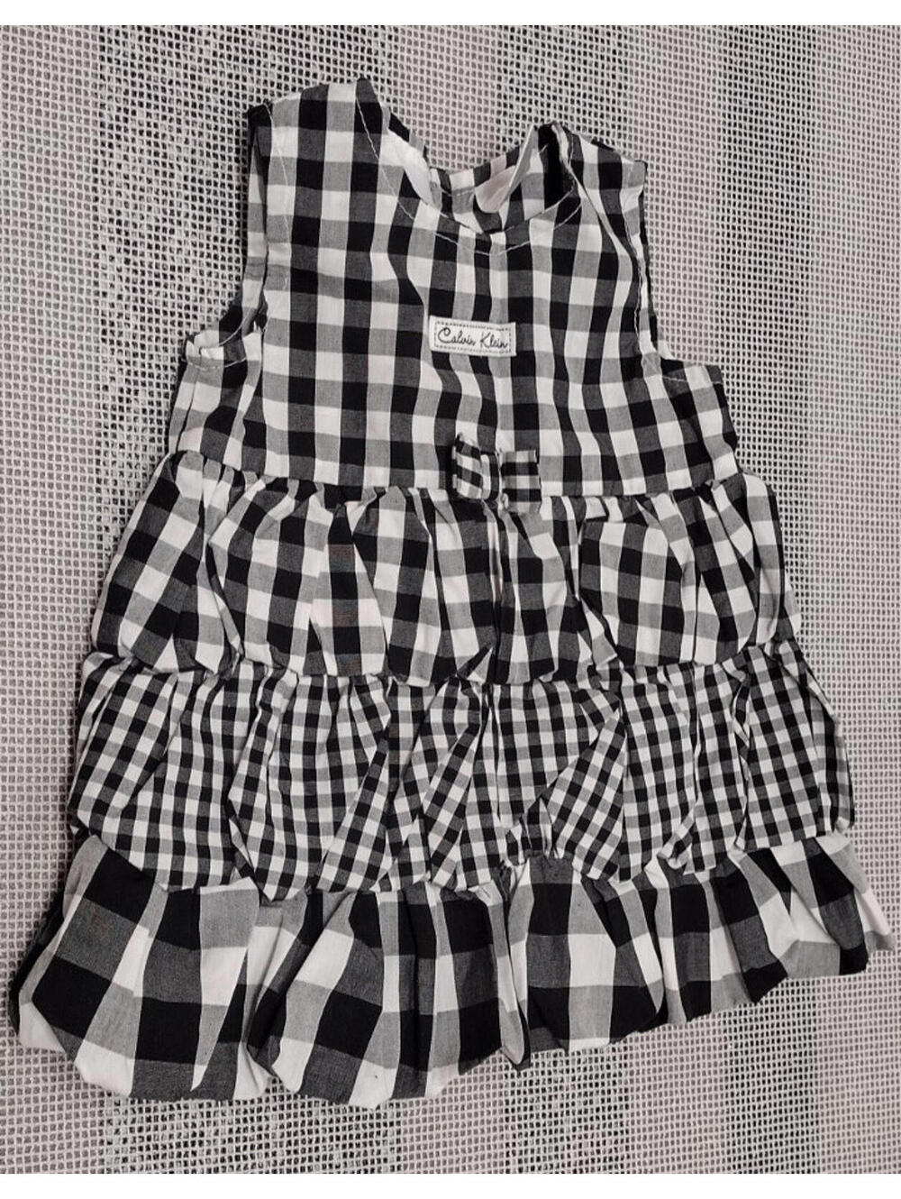 Calvin Klein Toddler Gingham Dress 3 - 6 mo Black White Retro Rockabilly Style